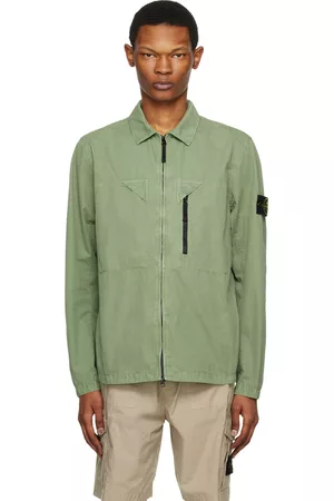 Stone Island Men Jackets - Green Garment-Dyed Jacket