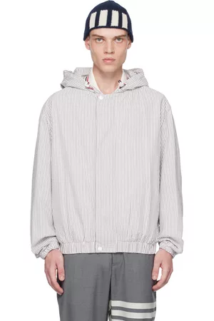 Thom Browne Men Jackets - Gray Striped Jacket