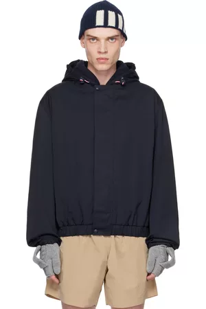 Thom Browne Men Jackets - Navy Hooded Jacket