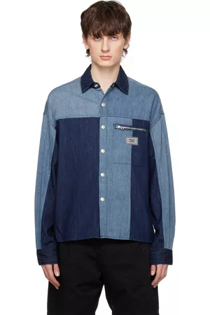 Izzue Men Denim - Blue & Indigo Patched Denim Shirt