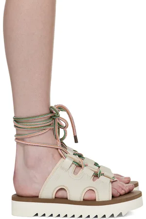 SUICOKE Off-White & Brown RAY-ab Sandals