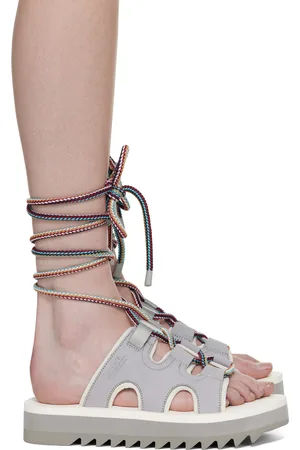 SUICOKE Gray & White RAY-ab Sandals