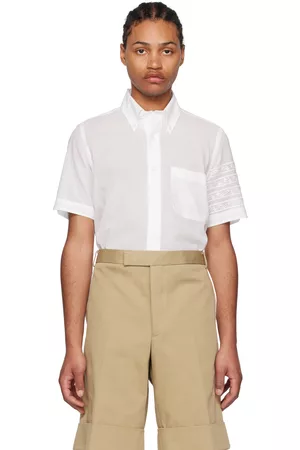Thom Browne Men Shirts - White Pointed Collar Shirt