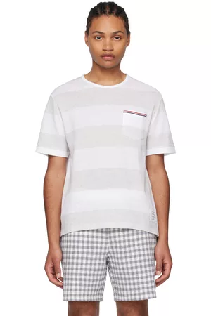Thom Browne Men T-shirts - Gray & White Oversized T-Shirt