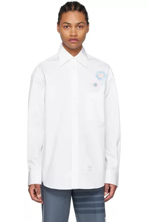 Thom Browne Men Shirts - White Embroidered Shirt