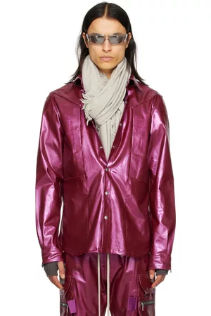 Rick Owens Men Denim - Pink Fogpocket Denim Shirt