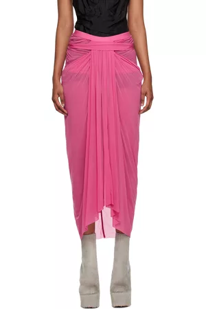 Rick Owens Women Midi Skirts - Pink Draped Midi Skirt
