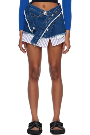 MERYLL ROGGE Blue Wrap Denim Miniskirt