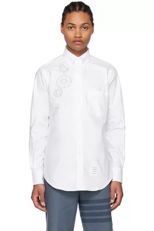 Thom Browne Men Shirts - White Flower Shirt