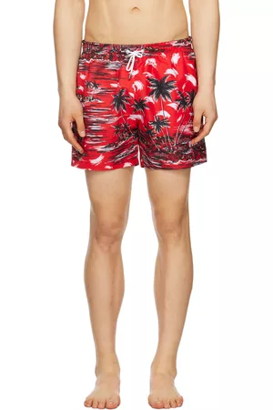 HUGO BOSS Men Swim Shorts - Red Graphic Swim Shorts