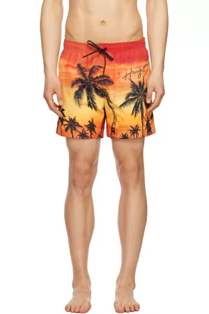 HUGO BOSS Men Swim Shorts - Orange Graphic Swim Shorts