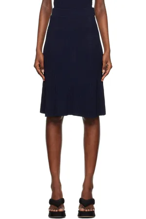 REMAIN Birger Christensen Navy Refined Midi Skirt