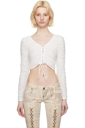 Guess Women Blouses - White Lace-Up Blouse