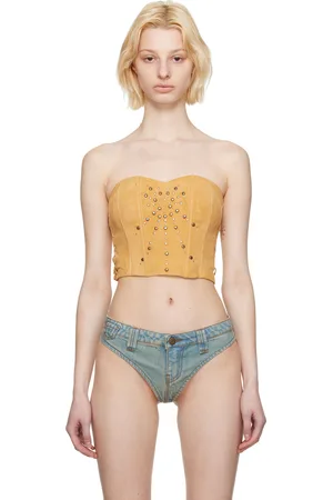 Guess Tan Lace-Up Suede Bustier