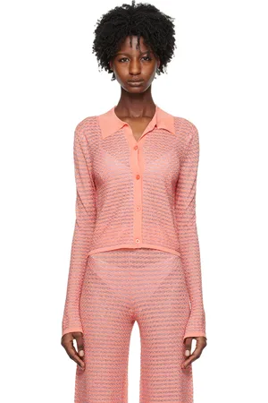REMAIN Birger Christensen Orange Button-Up Cardigan