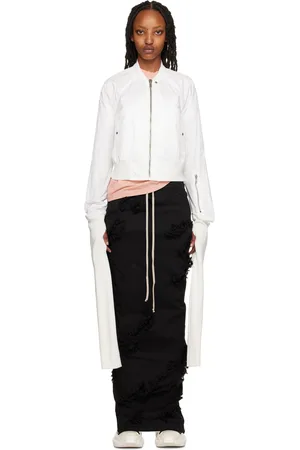 Rick Owens White Gauntlet Faun Bomber Jacket