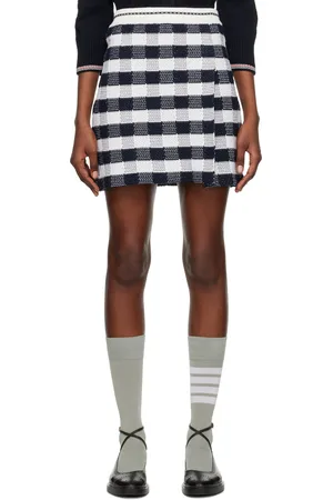 Thom Browne Navy & White Check Miniskirt