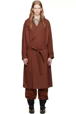 LEMAIRE Women Trench Coats - Red Double Breasted Trench Coat