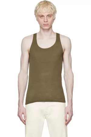 NILI LOTAN Men Tank Tops - Khaki Gus Tank Top