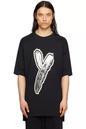 Y-3 Men T-shirts - Black Brushstroke Graphic T-Shirt