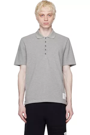 Thom Browne Men Polo Shirts - Gray Stripe Polo