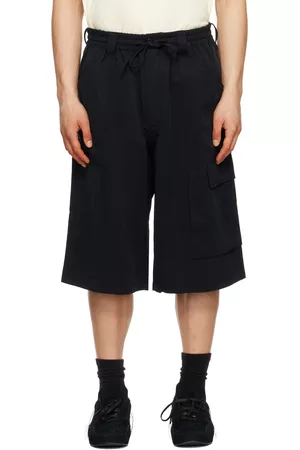 Y-3 Men Shorts - Black Crinkled Shorts