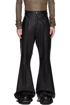 Rick Owens Men Leather Pants - Black Bolan Leather Pants