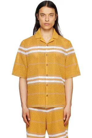 Burberry Men Shirts - Yellow Striped Shirt