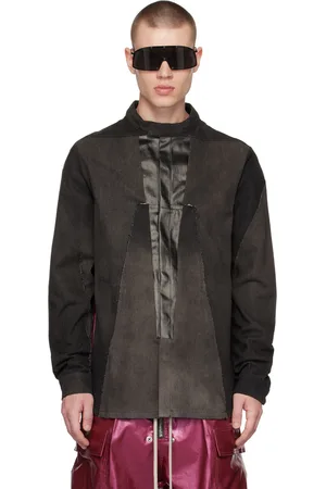 Rick Owens Brown Splintered Denim Jacket