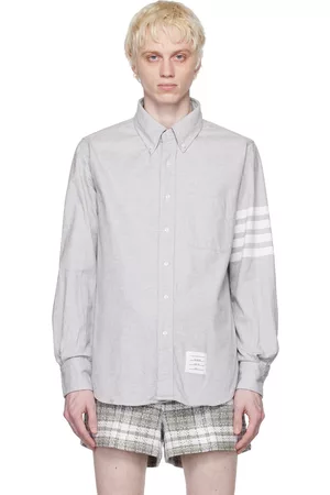 Thom Browne Men Casual - Gray 4-Bar Nametag Shirt