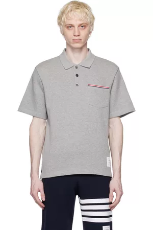 Thom Browne Men Polo Shirts - Gray Patch Polo
