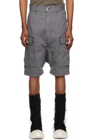 Rick Owens Men Shorts - Gray Button-Fly Denim Shorts