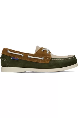 SEBAGO Men Shoes - Green & Beige Portland Jib Boat Shoes