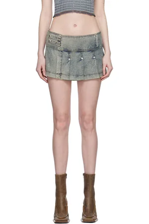KNWLS Blue Pleated Miniskirt