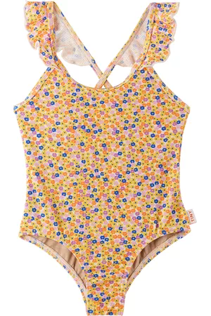 Tiny Cottons Girls Swimsuits - Kids Multicolor Flowers One-Piece Swimsuit