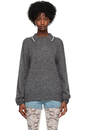 We11 Done Gray Frayed Polo
