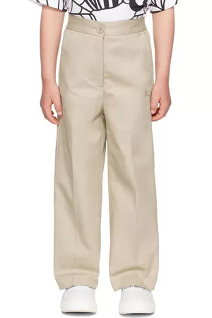 Maison Margiela Pants - Kids Taupe Embroidered Trousers