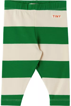 Tiny Cottons Baby Leggings - Baby Green & Off-White Stripes Leggings