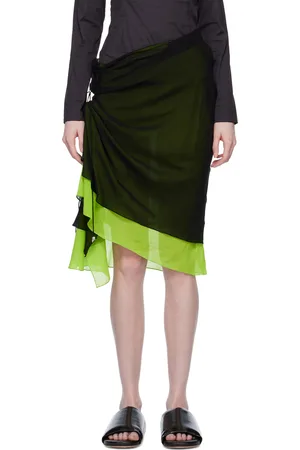 Kiko Kostadinov Black & Green Mirka Midi Skirt