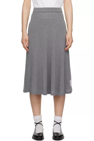 Thom Browne Women Midi Skirts - Gray Patch Midi Skirt