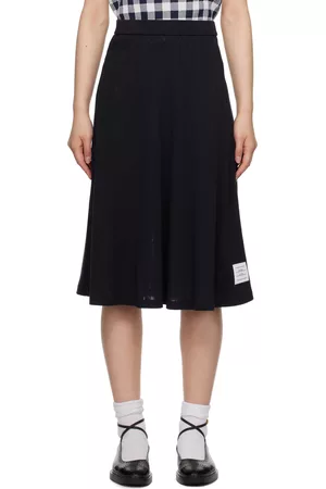 Thom Browne Women Midi Skirts - Navy Patch Midi Skirt