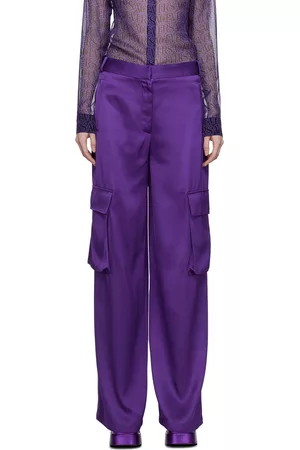 VERSACE Women Wide Leg Pants - Purple Wide-Leg Trousers