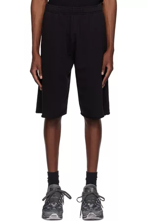 Maison Margiela Men Shorts - Black Embroidered Shorts