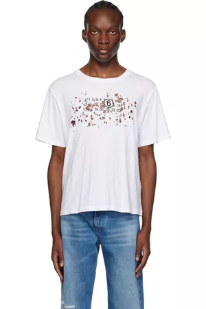Maison Margiela Men T-shirts - White Worn Numbers T-Shirt