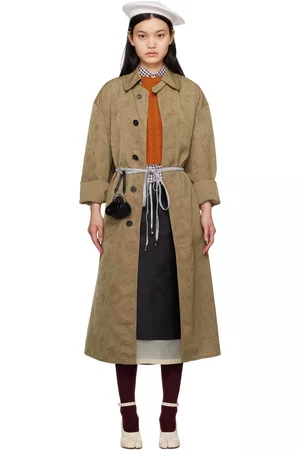 Maison Margiela Women Trench Coats - Brown Printed Trench Coat