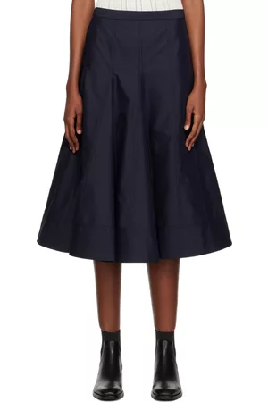3.1 Phillip Lim Women Midi Skirts - Navy Pleated Godet Midi Skirt