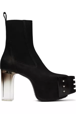 Rick Owens Men Boots - Black Grilled Chelsea Boots