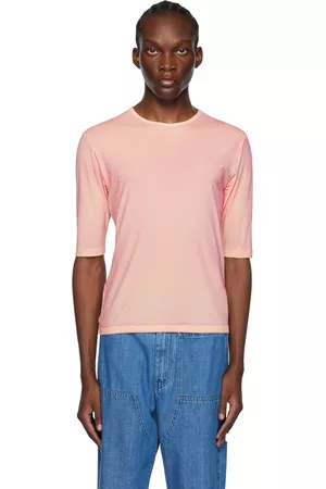 Maison Margiela Men T-shirts - Pink Crewneck T-Shirt