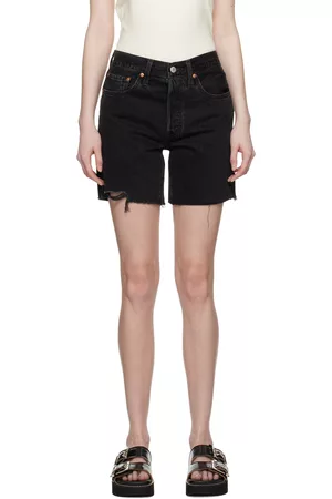 Levi's Women Shorts - Black 501 Mid Thigh Shorts
