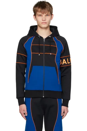 Balmain Black & Blue Paneled Hoodie